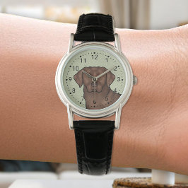 チョコレートラブラドールレトリエバーキュートなラボドッググリーン 腕時計