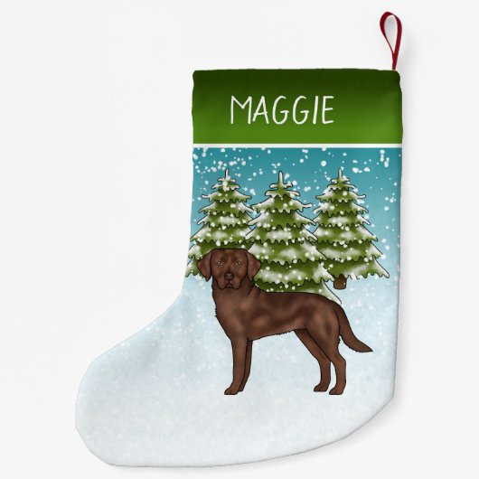 チョコレートラブラドールレトリエバークリスマス名前をカスタムする スモールクリスマスストッキング (裏面)