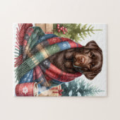 チョコレートラブラドールレトリエバーコージードッグクリスマス ジグソーパズル (横)