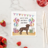 チョコレートラブラドールレトリエバードッグカラフル誕生日 スタンダードカクテルナプキン (インサイチュ)