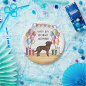 チョコレートラブラドールレトリエバードッグカラフル誕生日 ペーパープレート (パーティー)