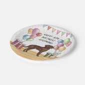 チョコレートラブラドールレトリエバードッグカラフル誕生日 ペーパープレート (アングル)