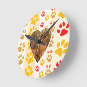 チョコレートラブラドールレトリエバードッグハートポープリント ラウンド壁時計 (傾斜)