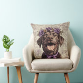 チョコレートラブラドールレトリエバードッグパープルフローラ クッション (椅子)