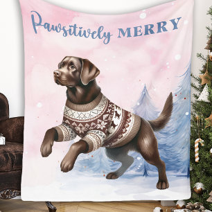 チョコレートラブラドールレトリエバードッグピンククリスマス フリースブランケット