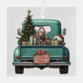 チョコレートラブラドールレトリエバーファームトラッククリスマス ガラスオーナメント (裏面)