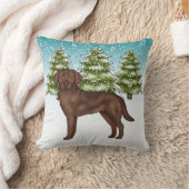 チョコレートラブラドールレトリエバーブルーウィンタークリスマス クッション (ブランケット)