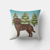 チョコレートラブラドールレトリエバーブルーウィンタークリスマス クッション (裏面)