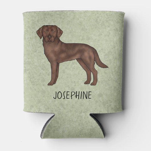 チョコレートラブラドールレトリエバーラボドッグ名前をカスタムする 缶クーラー (正面)