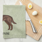 チョコレートラブラドールレトリエバーラボ名前をカスタムするグリーン キッチンタオル (四つ折り)