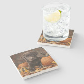 チョコレートラブラドールレトリエバー秋 ストーンコースター (横)