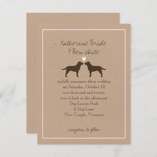 チョコレートラブラドールレトリバーの結婚式招待状 招待状 (正面/裏面)