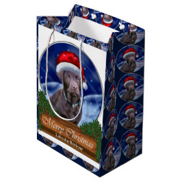 チョコレートラブラドールレトリーブクリスマス ミディアムペーパーバッグ