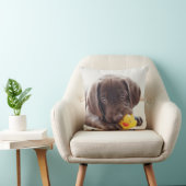 チョコレートラブラドール子犬とトイアヒル クッション (椅子)