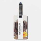 チョコレートラブラドール子犬とトイアヒル ラゲッジタグ (裏面縦)