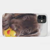 チョコレートラブラドール子犬とトイアヒル Case-Mate iPhoneケース (裏面(横))