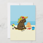 チョコレートラブラドール子犬わら帽子ベビーシャワー 招待状 (裏面)