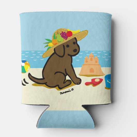 チョコレートラブラドール子犬わら帽子マンガ 缶クーラー (裏面)