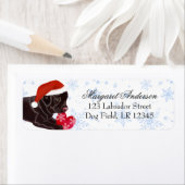 チョコレートラブラドール子犬クリスマスブルースノーフレーク ラベル (インサイチュ)