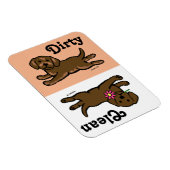 チョコレートラブラドール子犬クリーン/ダーティ マグネット (右側)