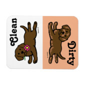チョコレートラブラドール子犬クリーン/ダーティ マグネット (横)