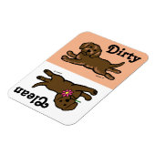 チョコレートラブラドール子犬クリーン/ダーティ マグネット (左側)