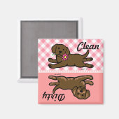 チョコレートラブラドール子犬クリーン/汚れた食洗機 マグネット (正面/裏面)