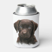 チョコレートラブラドール子犬 缶クーラー (缶正面)