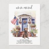 チョコレートラブラドール愛国的カスタムな犬の移動 案内ポストカード (正面)