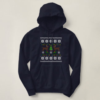 チョコレートラブラドール概要醜いクリスマスフード付きスウェットシャツ パーカ