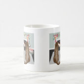 チョコレートラブラドール犬のクリスマス暖炉シーン コーヒーマグカップ (中央)