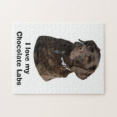 チョコレートラブラドール犬の写真のポートレート ジグソーパズル (横)