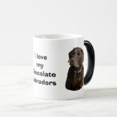 チョコレートラブラドール犬の写真のポートレート モーフィングマグカップ (正面右)