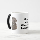 チョコレートラブラドール犬の写真のポートレート モーフィングマグカップ (正面左)