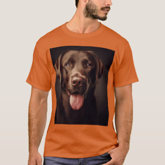 チョコレートラブラドール犬の肖像画 ファミリー Tシャツ