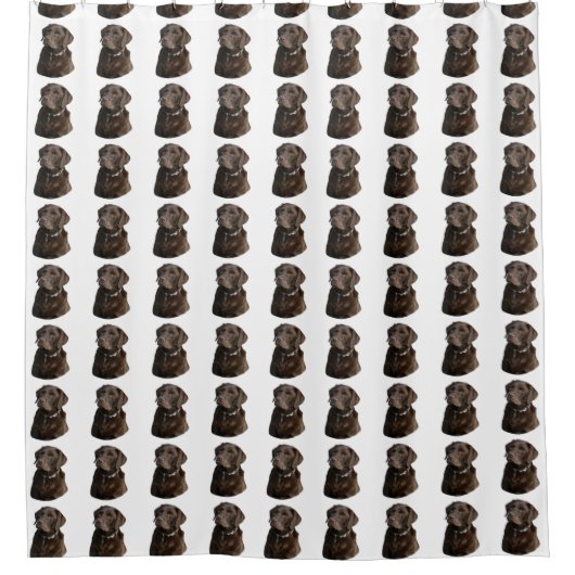チョコレートラブラドール犬パターン シャワーカーテン (正面)