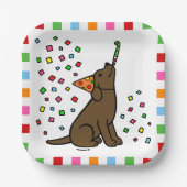 チョコレートラブラドール誕生日パーティー紙吹雪 ペーパープレート (正面)