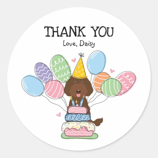 チョコレートラブラドール誕生日メッセージカードシール ラウンドシール (正面)