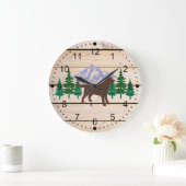 チョコレートラブラドール輪郭エバーグリーンウォールクロック ラージ壁時計 (ホーム)