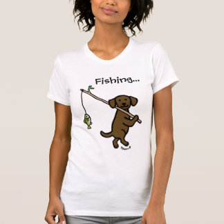 チョコレートラブラドール魚釣り漫画 Tシャツ