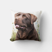チョコレートラブラドール クッション (正面)