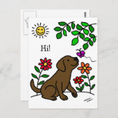 チョコレートラブラドール&グリーン ポストカード (正面/裏面)