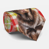 チョコレートラボとプレイドクリスマスドッグネックタイ ネクタイ (ロール)