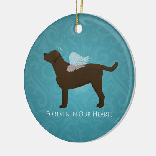 チョコレートラボエンジェルペット記念デザイン セラミックオーナメント (左)