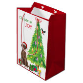 チョコレートラボサンタハットパピーとクリスマスツリー ミディアムペーパーバッグ (裏面アングル)