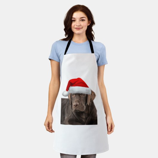 チョコレートラボシャツラブラドールレトリエバードッグクリステム エプロン (着用した状態)