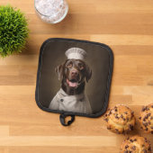 チョコレートラボドッグシェフ 鍋敷き (トップダウン)