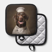 チョコレートラボドッグシェフ 鍋敷き (正面/裏面)