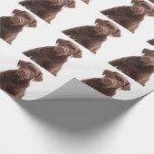 チョコレートラボドッグパピーフォトペットラブラドールレトリエフ ラッピングペーパー (角)