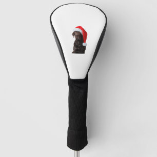 チョコレートラボドッグポートレートサンタハットカワイクリスマ ゴルフヘッドカバー